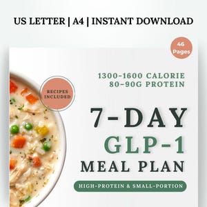 7-Day GLP-1 Meal Plan (High Protein, Small Portions) | Ozempic Wegovy Zepbound | 1300–1600 Calories,