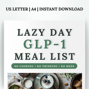 Lazy Day GLP-1 Meal List PDF | No Cook No Think | High Protein Tiny Portions | Nausea Friendly | Instant Download