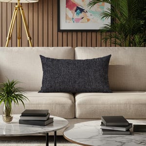 Handmade Charcoal Gray Lumbar Pillow Cover: Modern Cotton Blend