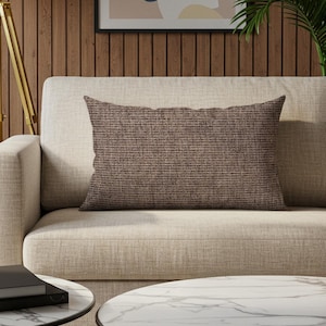 Handmade Brown Geometric Lumbar Pillow Cover: Chic Cotton Blend (16x24 in