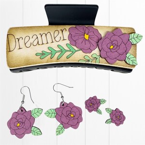 Floral Hair Clip and Earrings Set |Affirmation Accessories | Flower Jewelry | Floral Hair Clip and Matching Earrings  | Boho Floral Jewelry