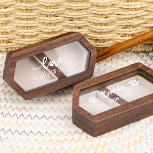 Personalized Pet Fur Hair Ashes Teeth Keepsake Box, Custom Wooden Memorial for Dog Cat, Handmade Sympathy Gift