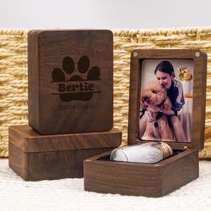 Custom Pet Fur Ashes Hair Teeth Memorial Box, Personalized Wooden Keepsake, Handcrafted Sympathy Gift for Dog Cat Owners