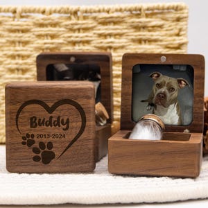 Handcrafted Custom Wooden Pet Fur Memorial Box, Personalized Engraved Keepsake for Dog Cat Ashes, Sympathy Gift for Grieving Pet Owners