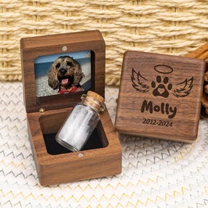Custom Pet Ashes Urn Box, Personalized Wooden Keepsake for Dog Cat Fur Hair Teeth, Handcrafted Memorial Gift for Pet Loss Sympathy