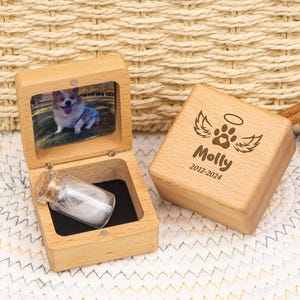 Personalized Pet Memorial Box for Dog Cat Owners, Custom Wooden Fur Ashes Keepsake, Handcrafted Sympathy Gift for Loss