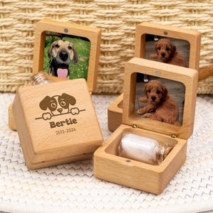 Custom Pet Loss Sympathy Gift, Personalized Wooden Fur Ashes Keepsake Box, Engraved Handmade Memorial for Dog Cat Owners
