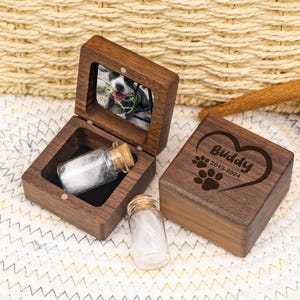 Personalized Custom Engraved Wooden Pet Memorial Box, Fur Ashes Keepsake for Dog Cat Loss, Heartfelt Handmade Sympathy Gift