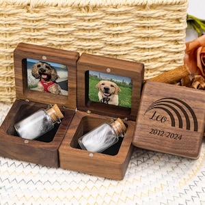 Custom Wooden Pet Fur & Hair Keepsake Box, Personalized Engraved Memorial for Dog Cat Ashes, Teeth, Handmade Sympathy Gift for Pet Loss