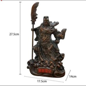 Kwan Kong / Guanyu Statue – Resin Three Kingdoms God of War – Good Luck & Protection Figurine – Feng Shui Decor (17.5 x 14 x 27.5 cm, 590g)
