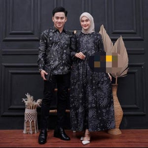 Couple's PAIR Vintage Batik Set from Indonesian Traditional Culture (Shirt and Muslim's Gamis. Choose your design)