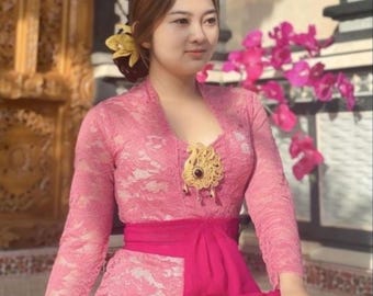 KEBAYA Batik TOP Only Design A from Indonesian Vintage Traditional Culture (Choose your design. Kebaya and Scarf)