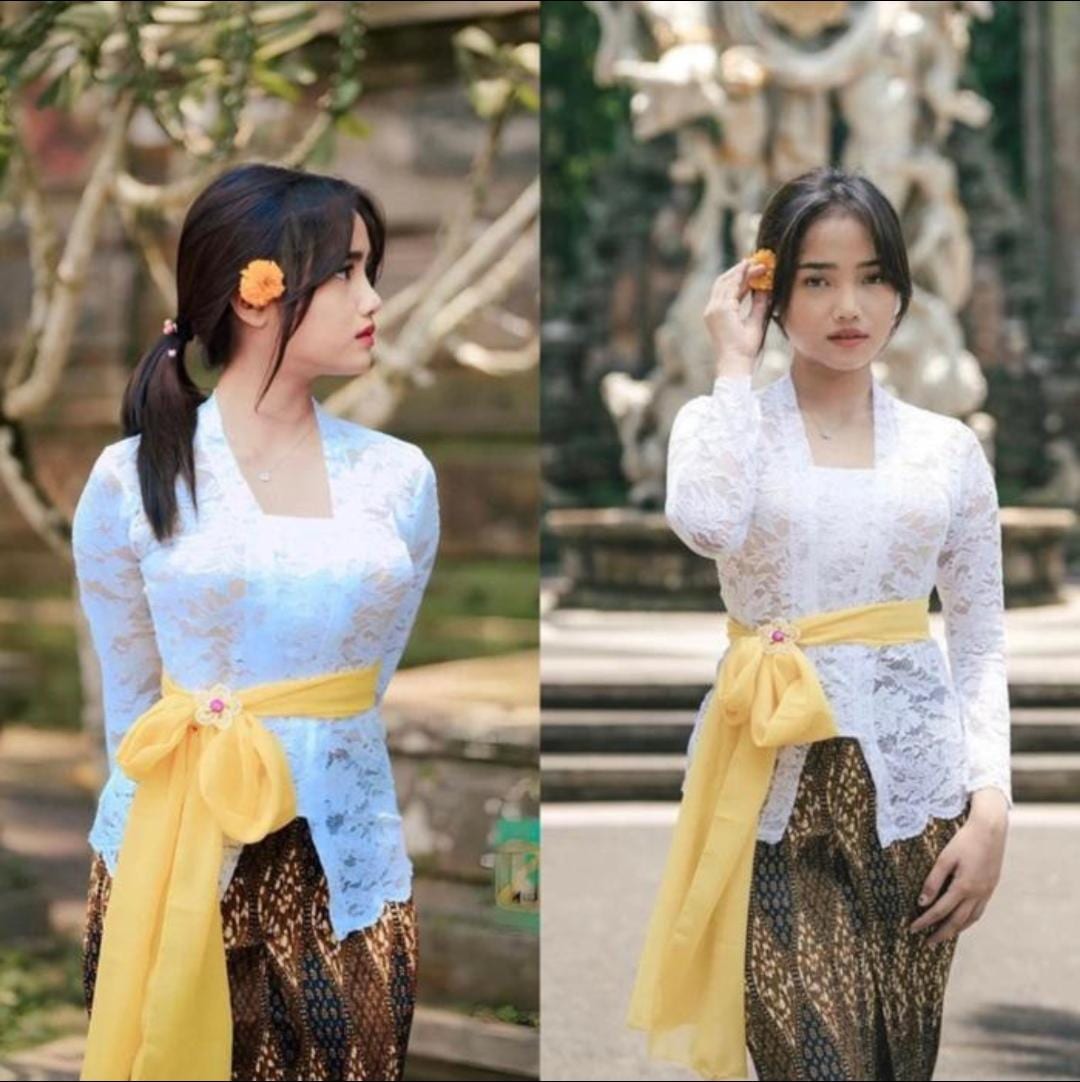 Kebaya/世界無形文化遺産登録衣装 インドネシア／バリ島 ホワイト花