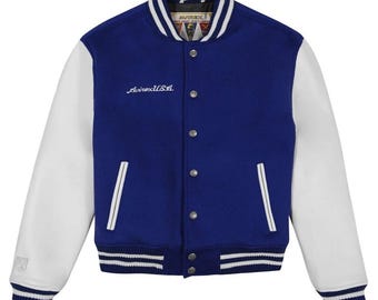 Chaqueta bomber de cuero y lana auténtica Avirex para hombre, estilo aviador americano