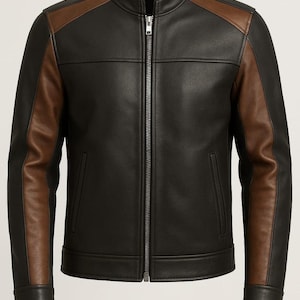 Men&#39;s Luxury Genuine Leather Designer Style Biker Motorcycle Leather Jacket