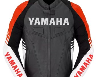 Yamaha Racing Cowhide Leather Motorcycle Jacket: MotorGP Biker Jacket