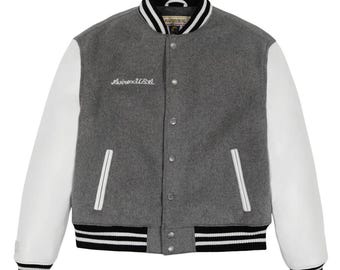 Men's Avirex Real Wool Leather Bomber Jacket American Flight Jacket