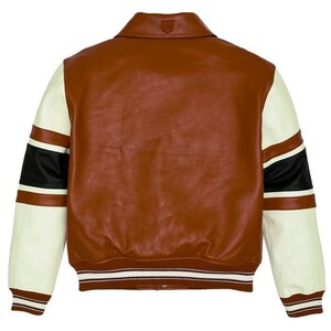 Men's Avirex Real Leather Bomber Jacket American Flight Style Jacket image 4