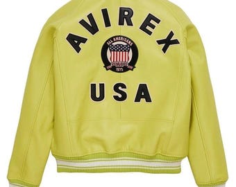 Chaqueta bomber de cuero auténtico Avirex para hombre: estilo aviador americano