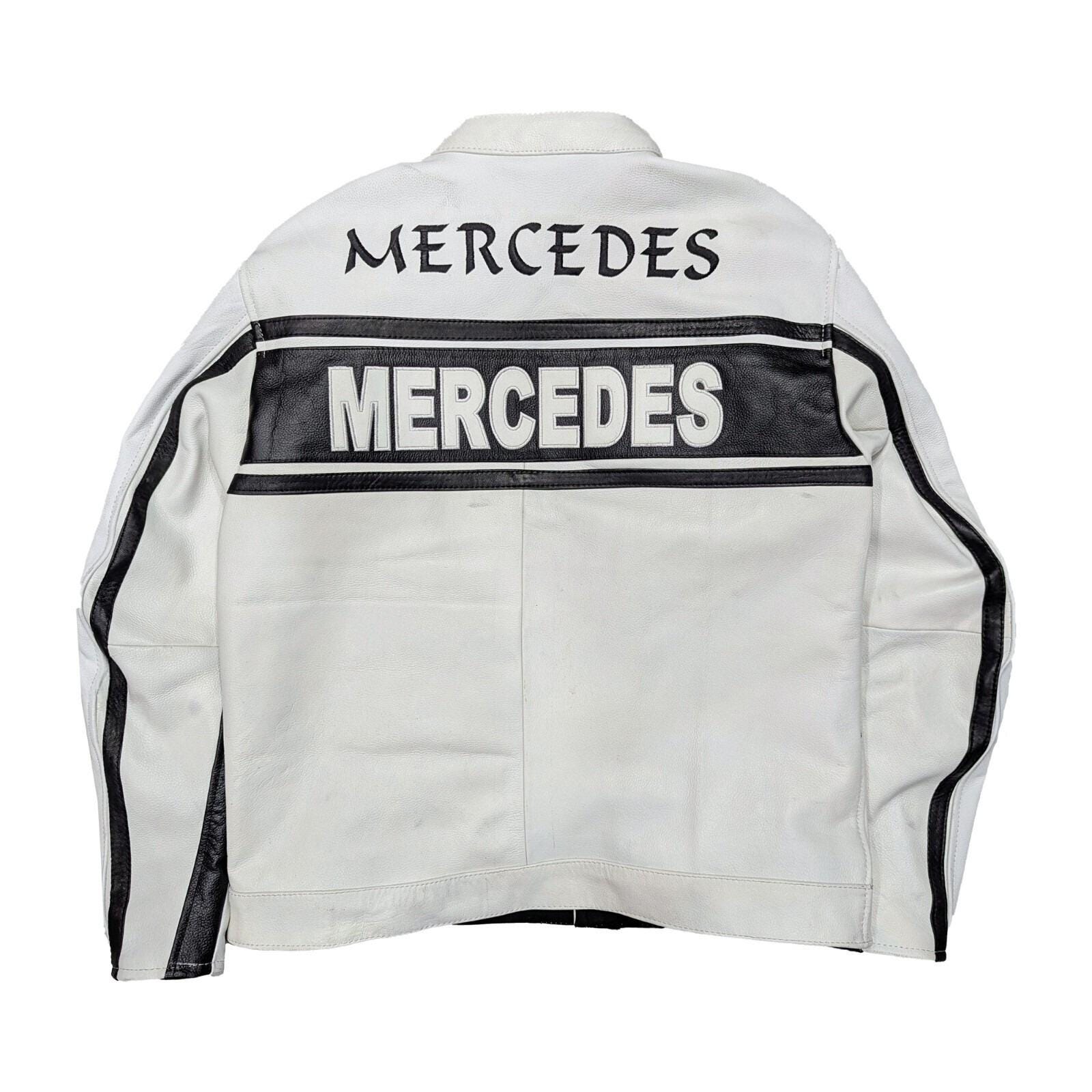 Mercedes White Leather Genuine Cowhide Biker Motorcycle Leather 