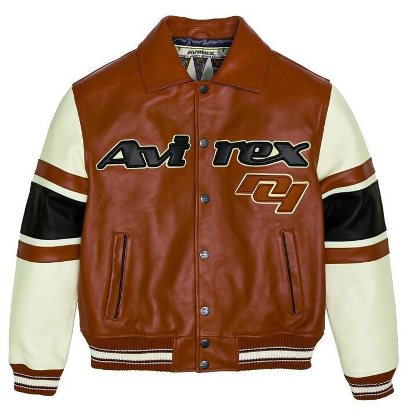 Men's Avirex Real Leather Bomber Jacket American Flight Style Jacket image 1