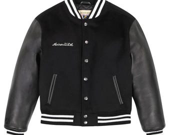 Avirex Echtwolle Leder Bomberjacke Herren American Flight Style Jacke