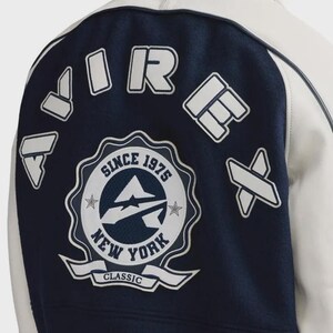 New Avirex The Legend American Flight Leather Jacket Mens Classic Blue Varsity Style Bomber Jacket image 5