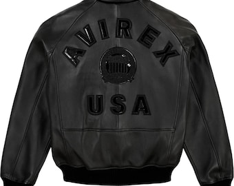 Chaqueta bomber de cuero auténtico Avirex para hombre, estilo aviador americano