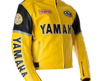 Yamaha Motorcycle Racing Jacket: Cowhide Leather Biker Jacket with CE Armor