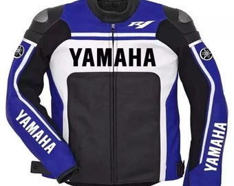 Yamaha Racing Motorbike Jacket Genuine Biker Motorcycle Leather Jacket