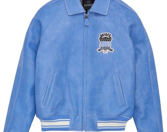 Chaqueta bomber de cuero auténtico Avirex para hombre, estilo aviador americano