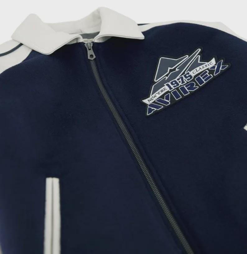 New Avirex The Legend American Flight Leather Jacket Mens Classic Blue Varsity Style Bomber Jacket image 7