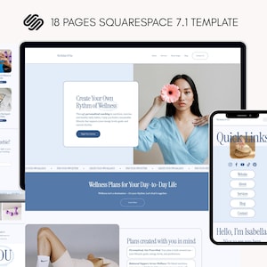 Squarespace Website Template For Coach, Small Business Websites Designs, Therapist Web, Online Coaching, VAs, Blue Squarespace 7.1 Templates