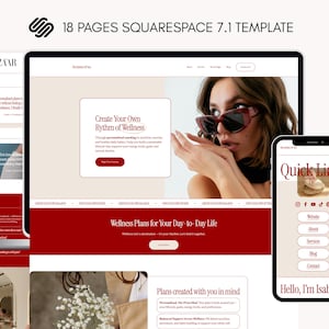Squarespace Website Template For Coach, Small Business Website Design Theme, Health Coach, Online Coaching, VA, Red Squarespace 7.1 Template