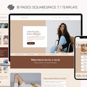 Squarespace Website Template For Coach, Small Business Websites Design, Therapist Web, Online Coaching, VAs, Brown Squarespace 7.1 Templates