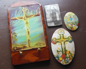 Religious Vintage Grouping, 4 Items Wall Hanging
