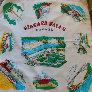 Vintage Niagara Falls, 1950s Canada Sites Scarf, Made in Japan