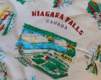 Vintage Niagara Falls, Canada Sites Scarf, Made in Japan