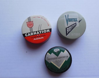 Vintage Typewriter Ribbon Tins, Lot of 3, Instant Collection
