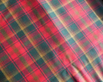 Vintage Wool Fabric , Tartan Plaid Fabric