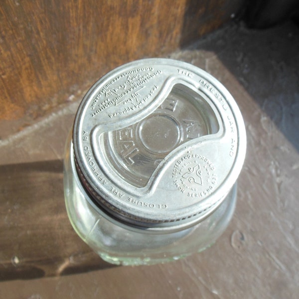 Hazel Atlas Mason Jar, Vintage Canning Jar Glass Lid, Tin Screw Top Bank