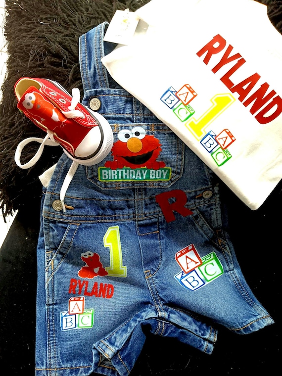 Elmo Birthday Overalls 1st Birthday Customized Personalized