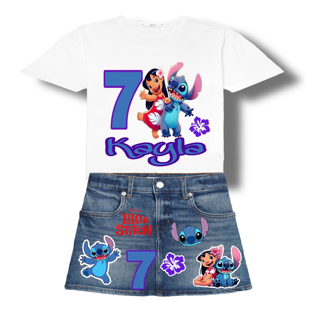 Lilo and Stitch Birthday Outfit Overalls Skirt Jeans , Personalized ...