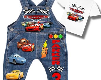 Cars Birthday-outfit: Cars Boys-denimset custom kinderjeans en shirt/rok | Elk personage beschikbaar
