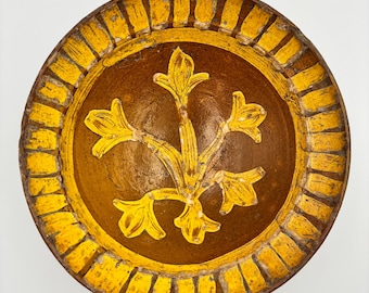 Cuenco de cerámica Swat Valley de la década de 1930 - 25 cm (10 pulgadas) de cerámica amarilla torneada a mano - Auténtico arte tribal primitivo - Cerámica estilo Hunza