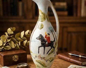 Vintage Signed FURLAN Italy Equestrian Pitcher | 11.5”