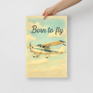 Vintage Cessna 172 &#39;Born to fly&#39; Print