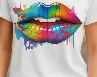 Rainbow Lips Graphic Tee: Afro Girl, Melanin Pride, Black Girl Magic