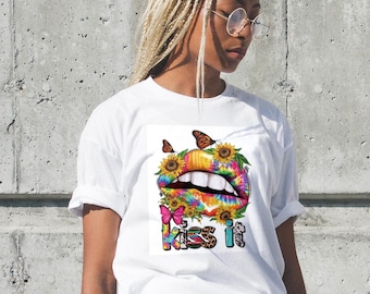 Kiss It Lips Graphic Tee: Afro Girl, Black Girl Magic Shirt