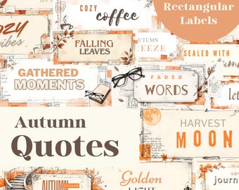 Autumn Junk Journal Ephemera: Vintage Fall Word Labels (Printable PNG)